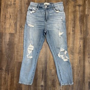 Abercrombie & Fitch Light Blue Distressed Ankle Jeans